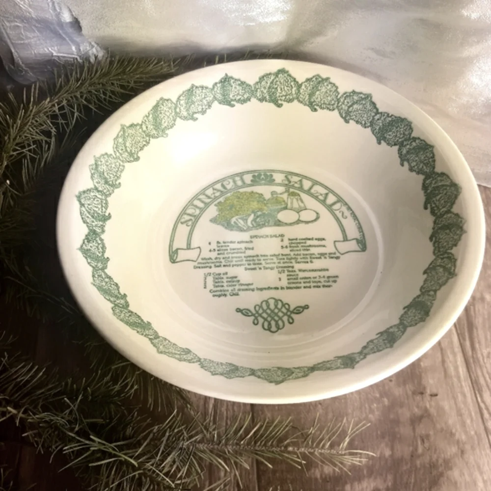 LARGE VINTAGE GARDEN CLASSICS SERVING BOWL WITH PRINTED RECIPE